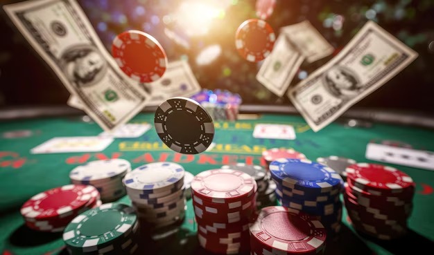 Live casino dealer table with multi-camera studio setup